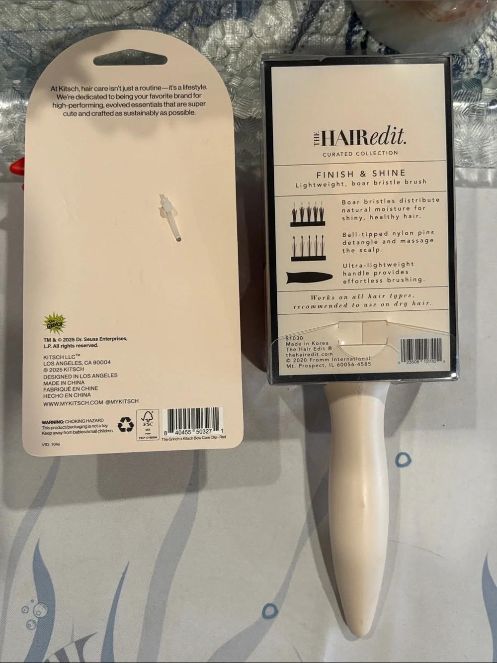 The Hair Edit Finish & Shine Boar Bristle Brush & Kitsch Bow Claw Clip